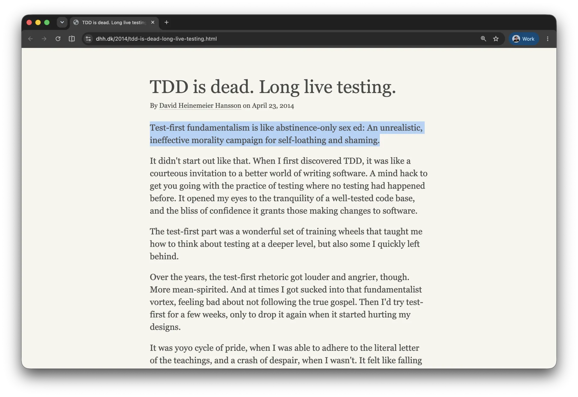 TDD is dead. Long live testing.